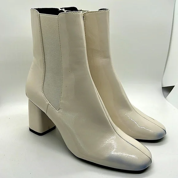 Zara Sexy Pearly White Patent Leather Heel Ankle Booties **EU 36/US Sz 6** 🔥🔥 - Picture 1 of 5